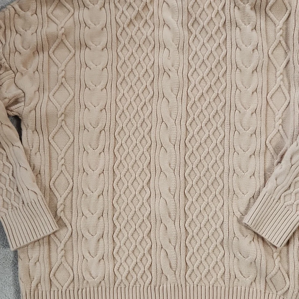 Women's Winter Chunky V Neck Long Sleeve Loose Cable Knit Sweater Pullover - Med